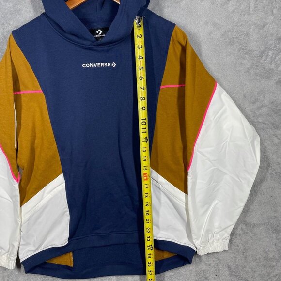 Converse Colorblock Hoodie Navy Mustard & White Panels S Alt Terrain - Picture 7 of 9
